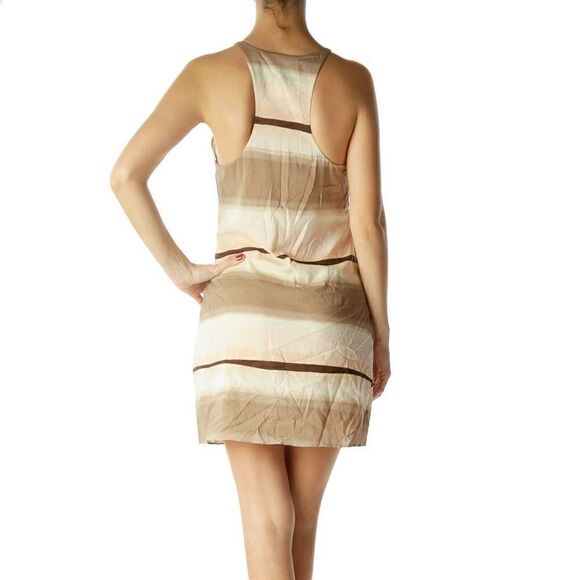 Alice & Olivia Brown & Tan Striped Racerback Silk Mini Dress. Size XS. - Picture 2 of 9